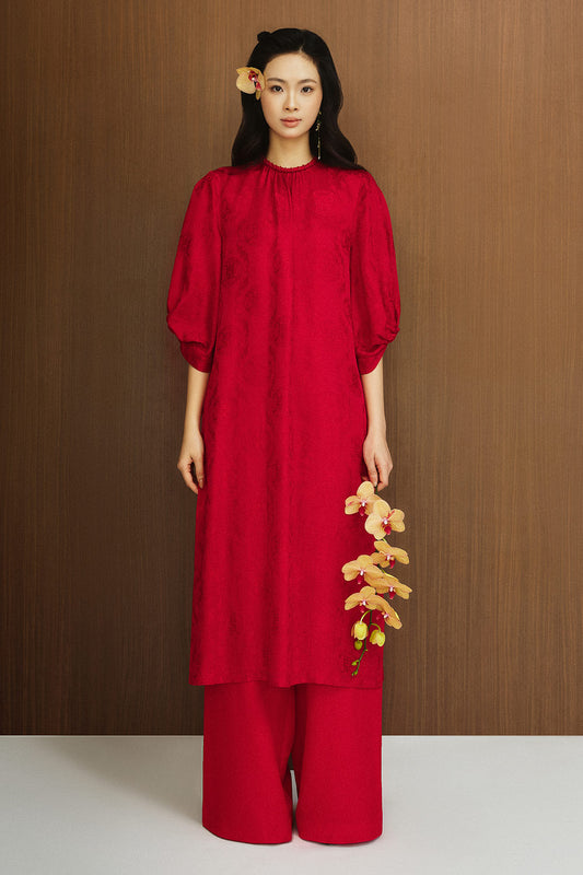 Giai Ky Straight Wide Leg Linen Silk Floor Length Pants