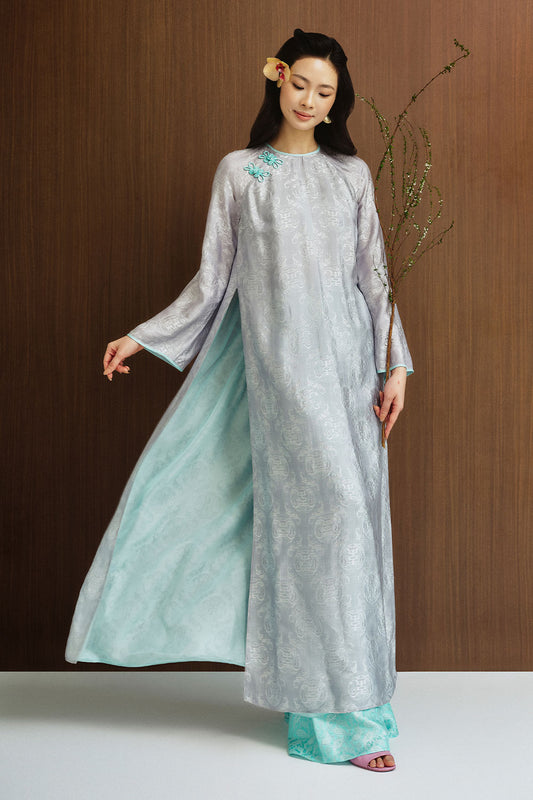 Nha Xa Straight Wide Leg Silk Floor Length Pants