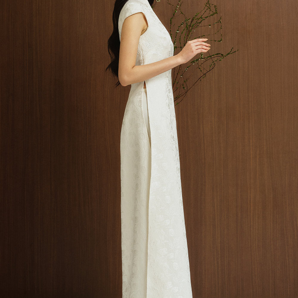 Lac Ha Straight Plain Silk Floor Length Pants