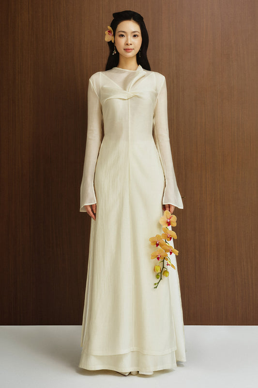Hieu Khe A-line Twisted Silk Ankle Length Ao Dai