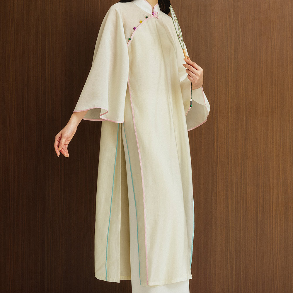 Thanh Tieu Straight High Waist Silk Floor Length Pants