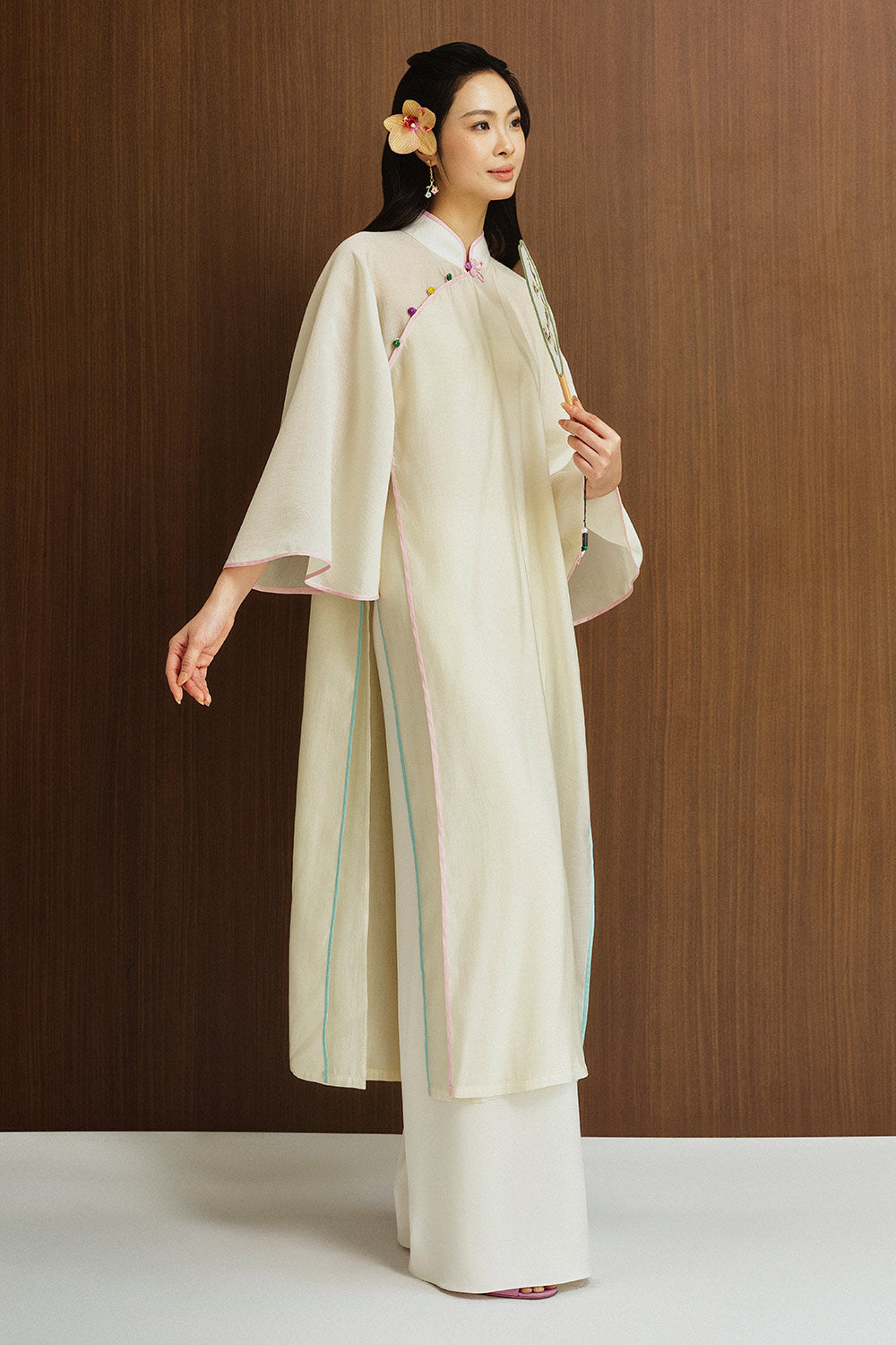 Thanh Tieu Straight High Waist Silk Floor Length Pants