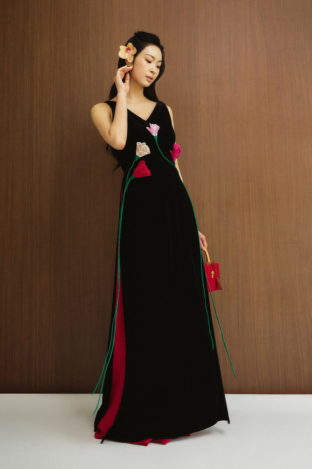 Lac Ha Straight Plain Silk Floor Length Pants