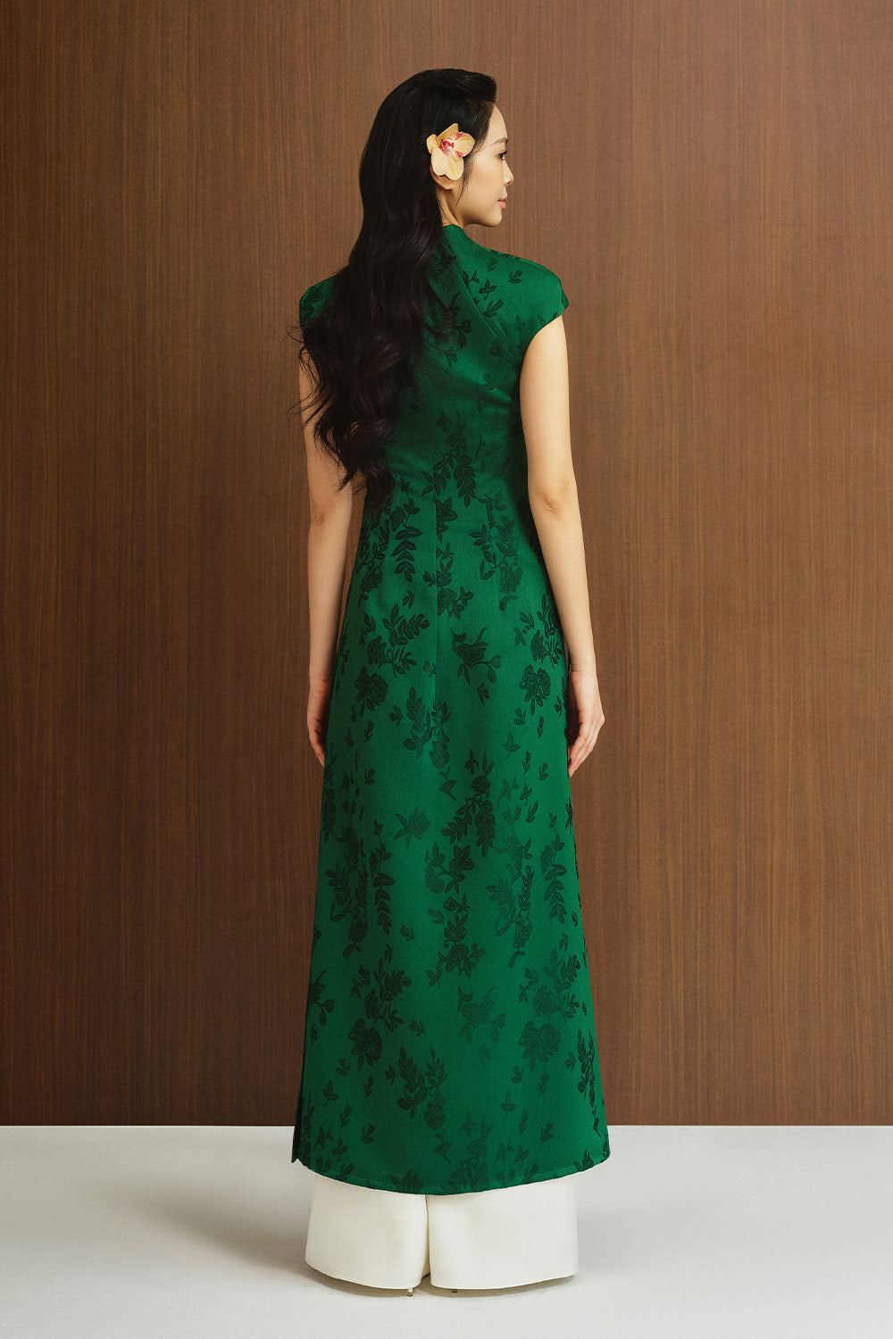 Lac Ha A-line Cap Sleeved Silk Midi Ao Dai