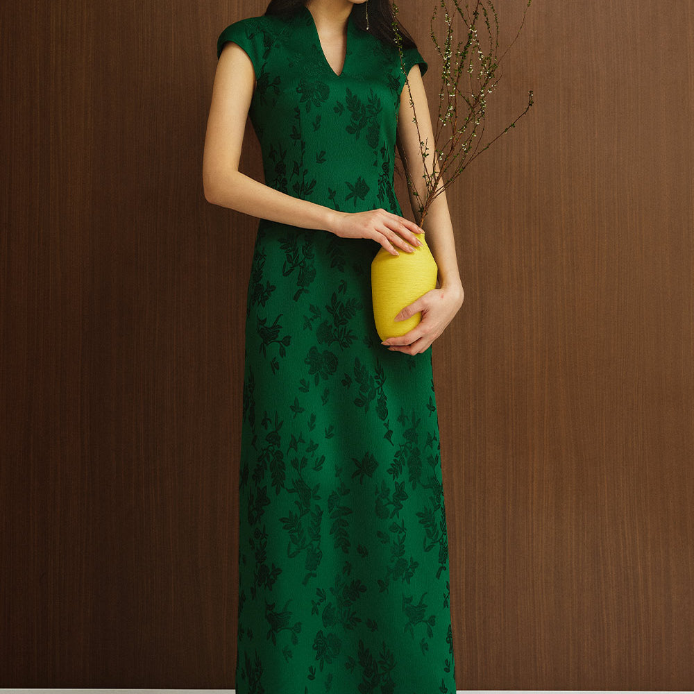 Lac Ha A-line Cap Sleeved Silk Midi Ao Dai