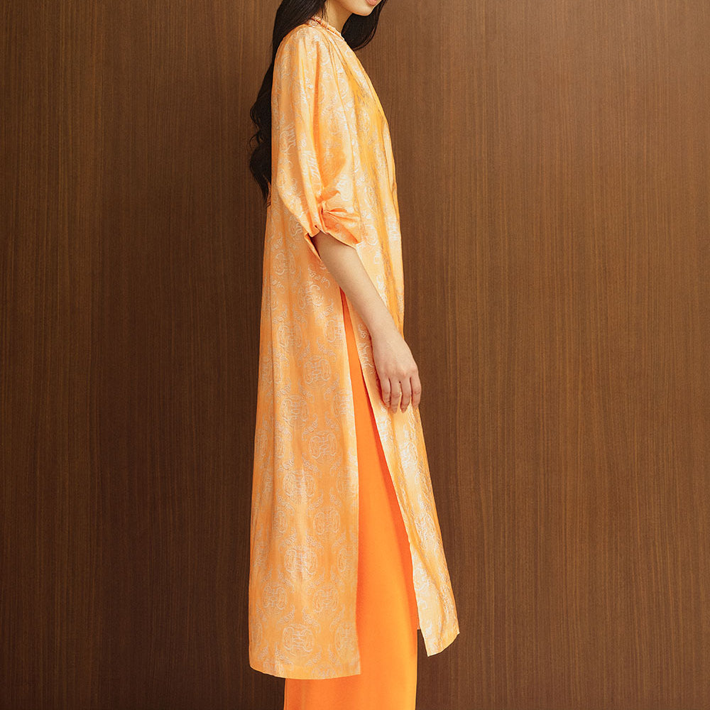 Giai Ky Straight Plain Silk Floor Length Pants