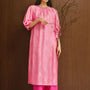 Giai Ky Straight Puffy Sleeved Silk Calf Length Ao Dai