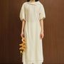 Phu Dung Layered Ruffle Collar Silk Calf Length Ao Dai