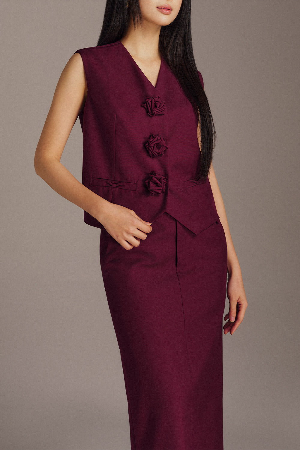 Violet Straight V-Neck Polycotton Vest