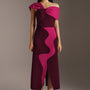 Paige A-line Side Slit Twill Midi Skirt