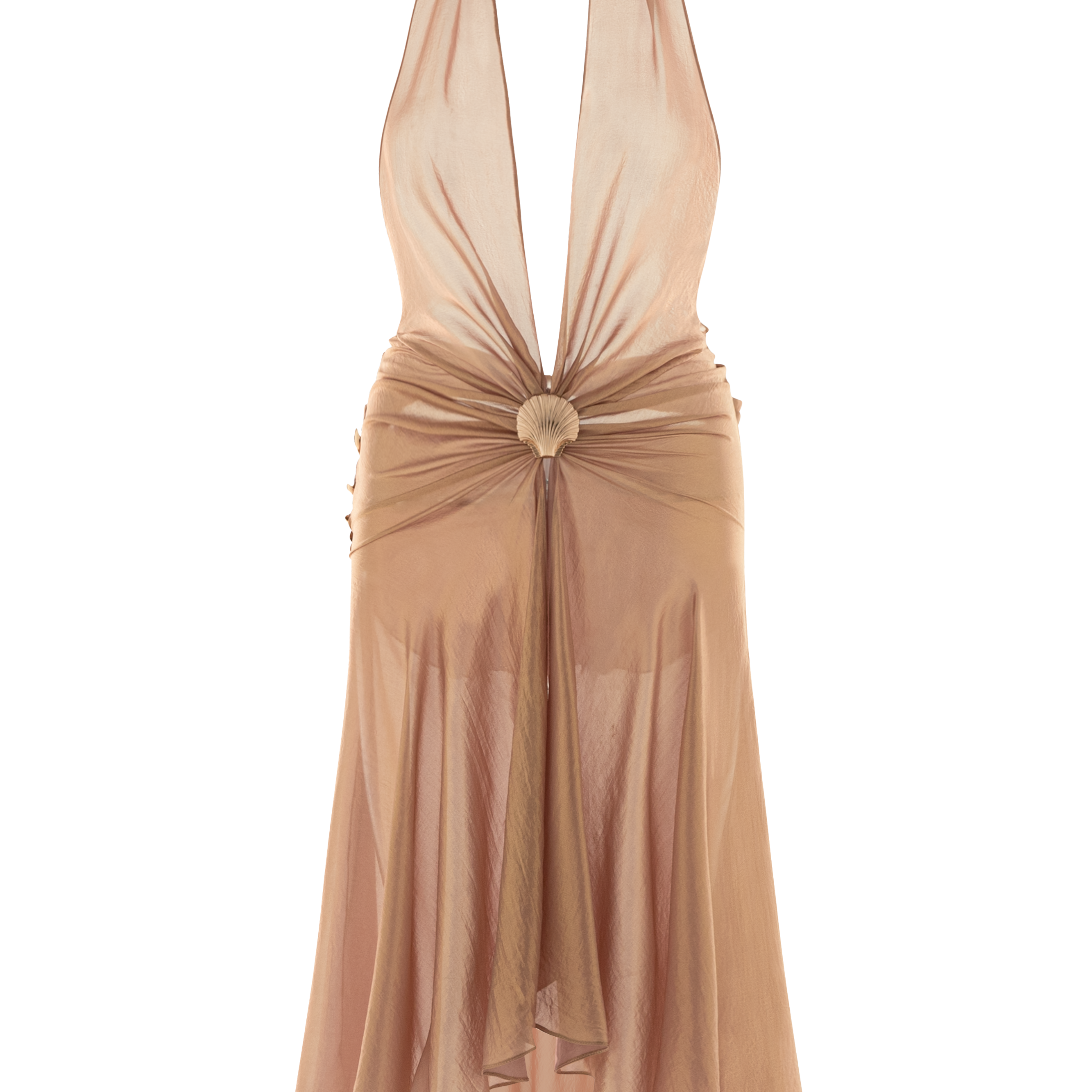 Sole Dorato Sarong Plunge Neck Silk Midi Dress