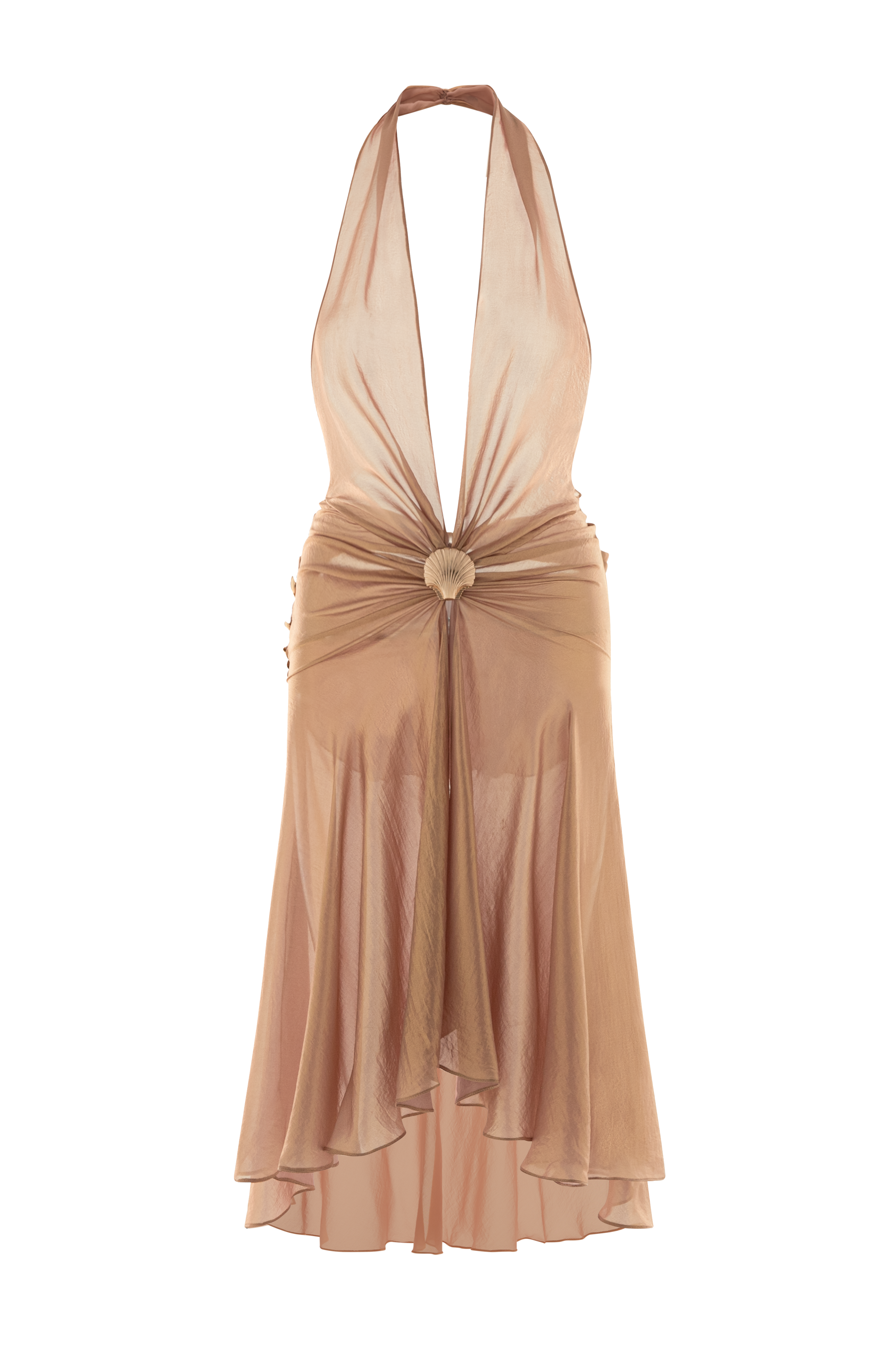 Sole Dorato Sarong Plunge Neck Silk Midi Dress