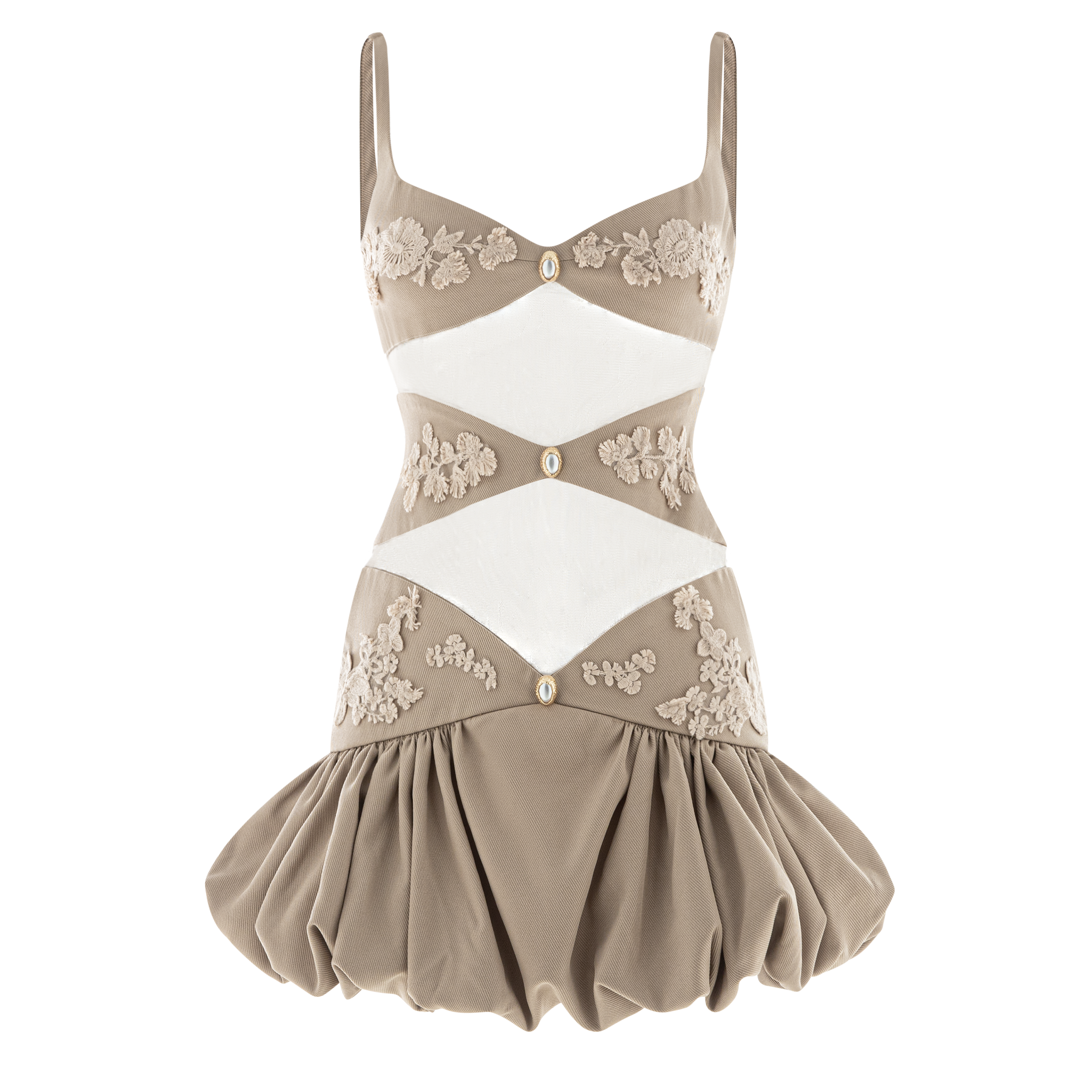 La Fata Bubble/Balloon See-Through Twill Mini Dress