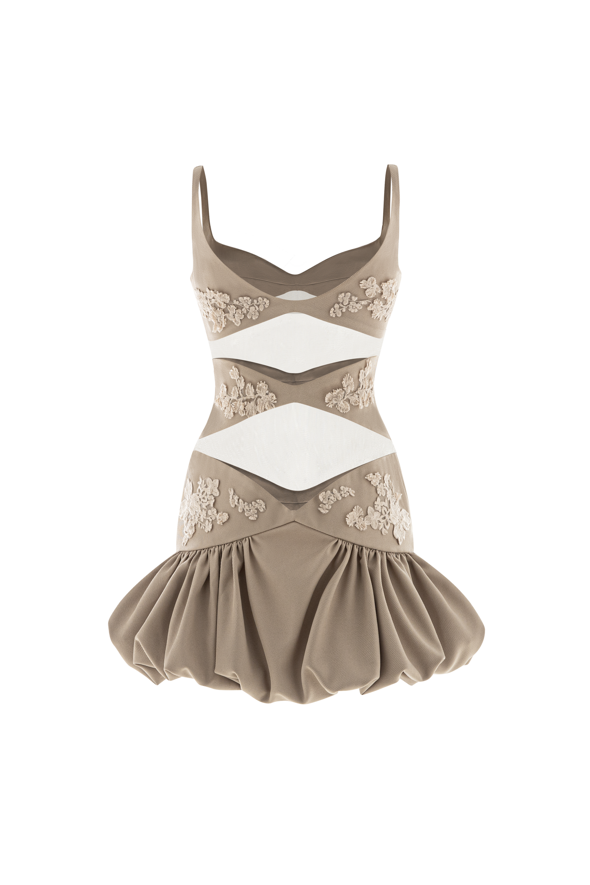 La Fata Bubble/Balloon See-Through Twill Mini Dress