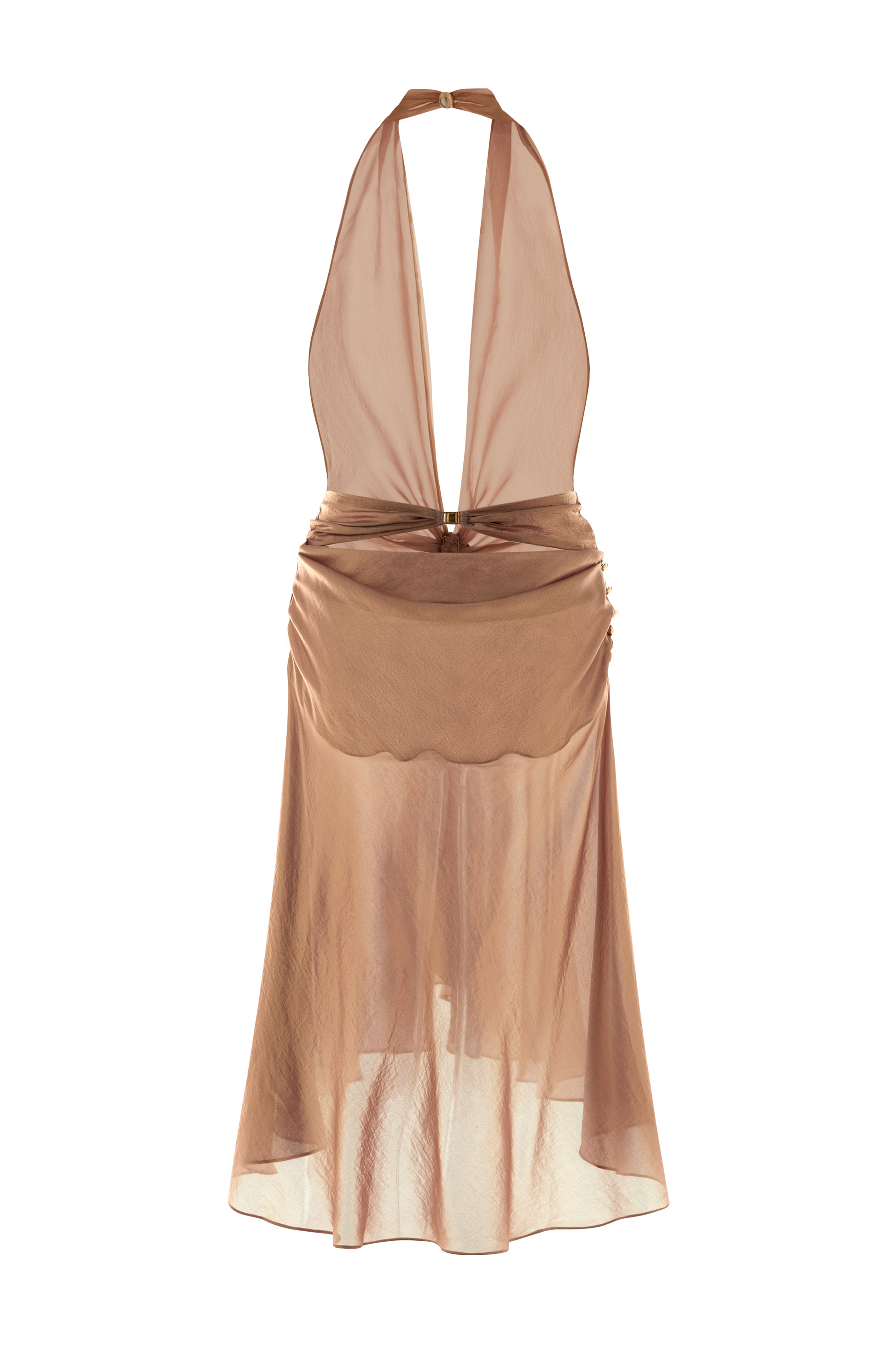 Sole Dorato Sarong Plunge Neck Silk Midi Dress