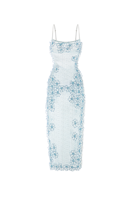 Eden Sheath Flower Applique Lace Midi Dress