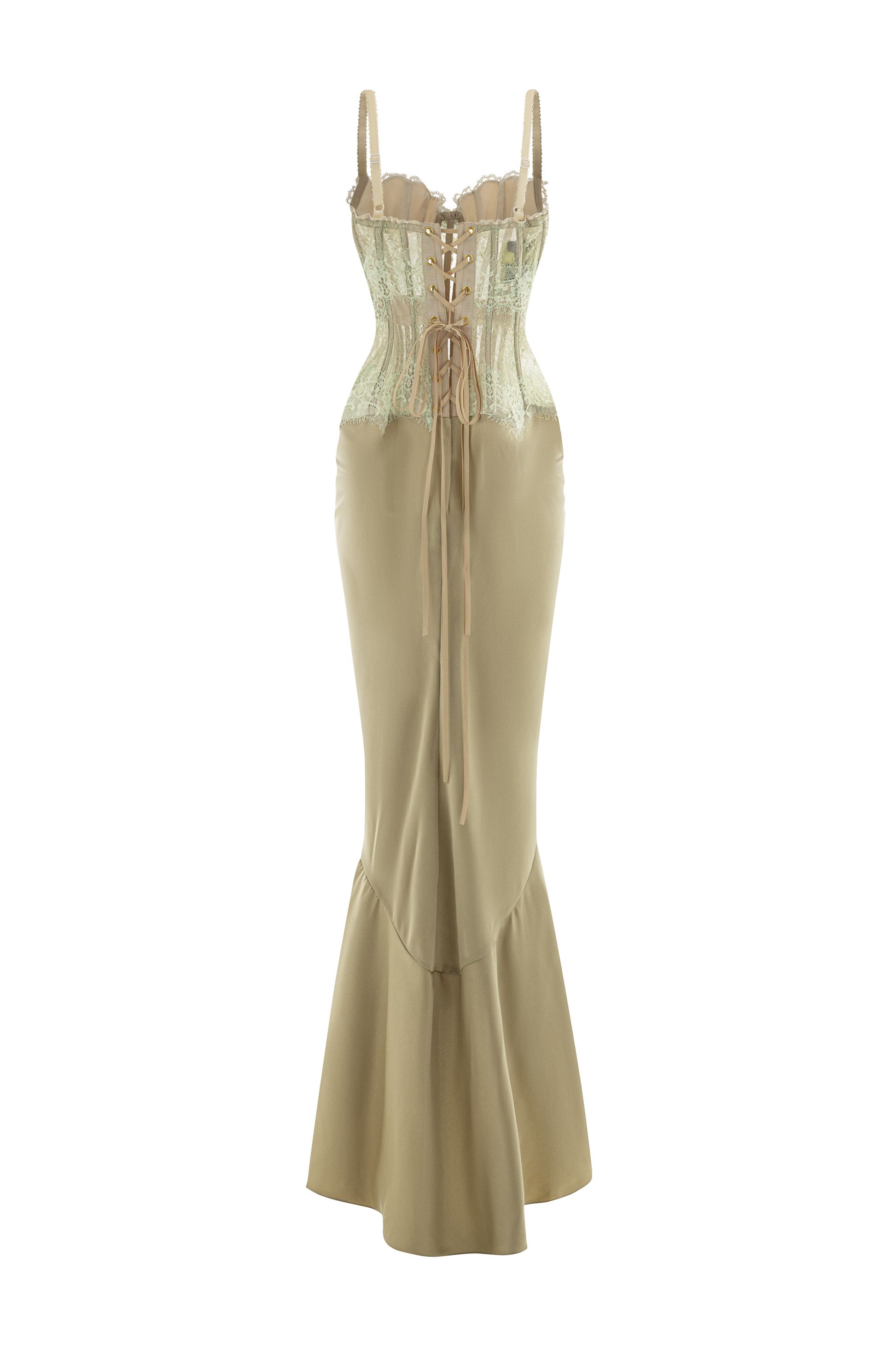 Women's Valentina Sarong Corset Silk Lace Maxi Dress XS/S/M/L/XL/Customize Avocado Cream MEAN BLVD Avocado Cream / S Women's Valentina Sarong Corset Silk Lace Maxi Dress XS/S/M/L/XL/Customize Avocado Cream MEAN BLVD Avocado Cream / S