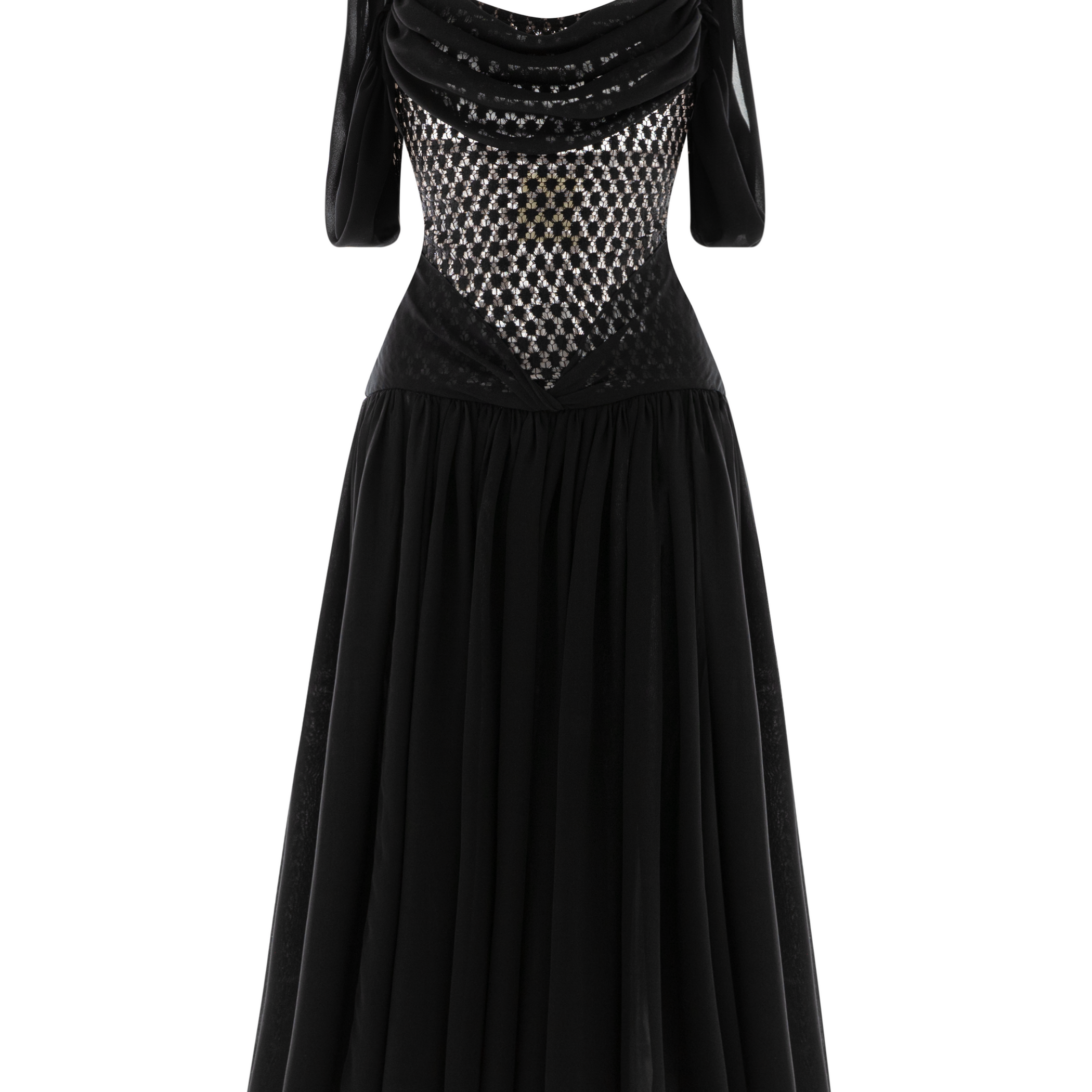 Venerdì Drop Waist Scarf Neck Chiffon Midi Dress