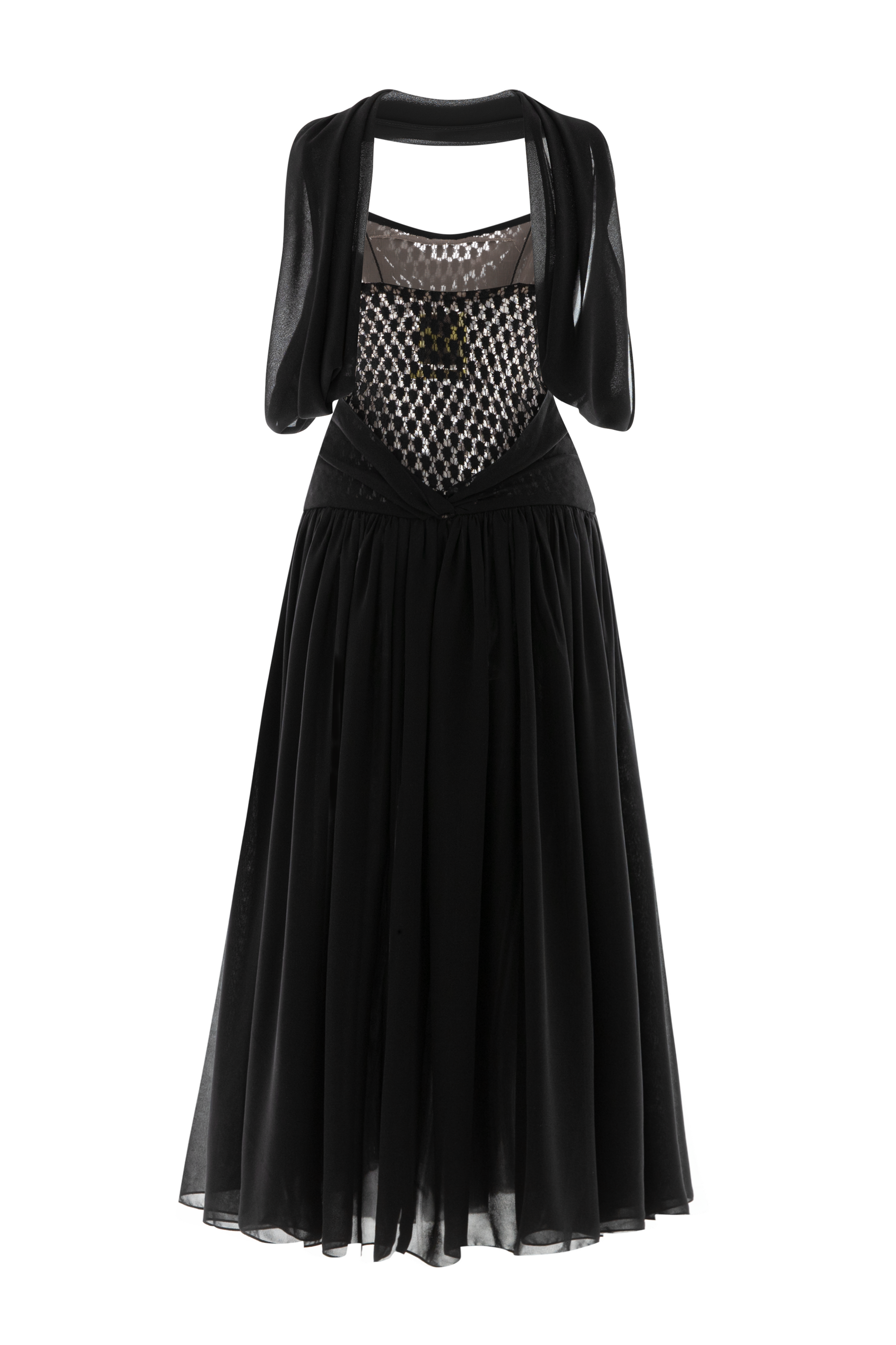 Women's Venerd Drop Waist Scarf Neck Chiffon Midi Dress XS/S/M/L/XL/Customize Black MEAN BLVD Black / S Women's Venerd Drop Waist Scarf Neck Chiffon Midi Dress XS/S/M/L/XL/Customize Black MEAN BLVD Black / S