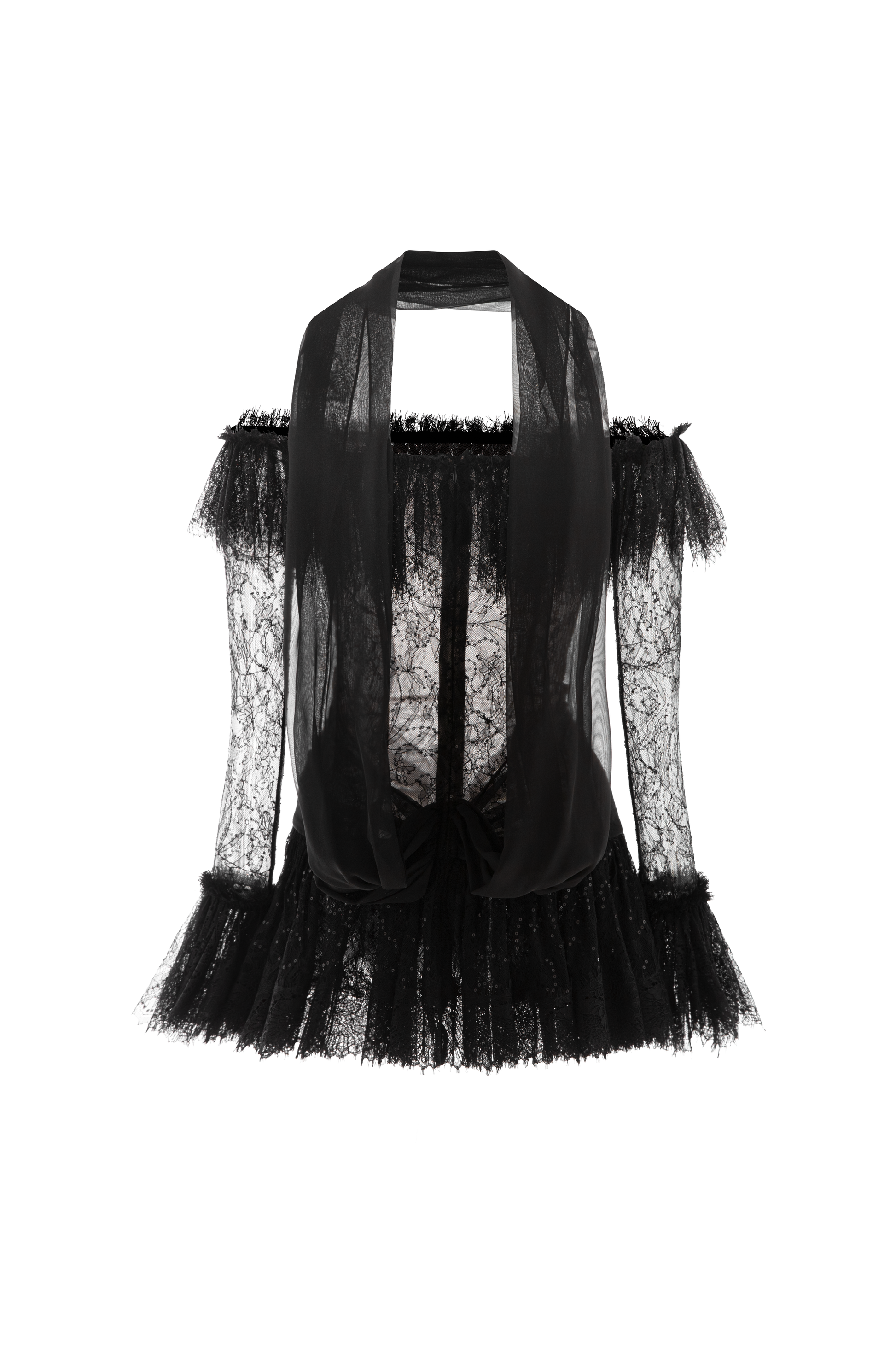 Giulia Drop Waist Gathered Voile Mini Dress