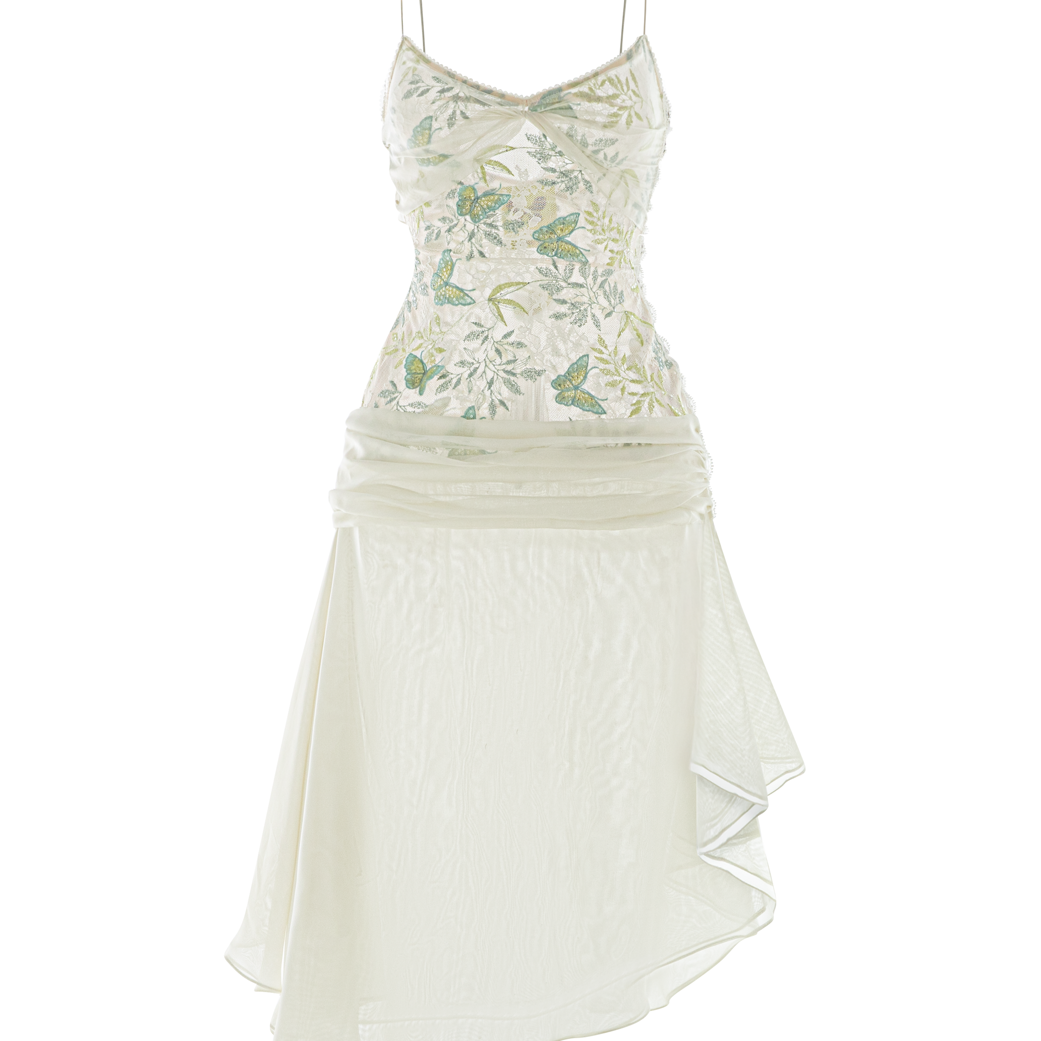 Diana Drop Waist Ruffle Layer Voile Knee-length Dress