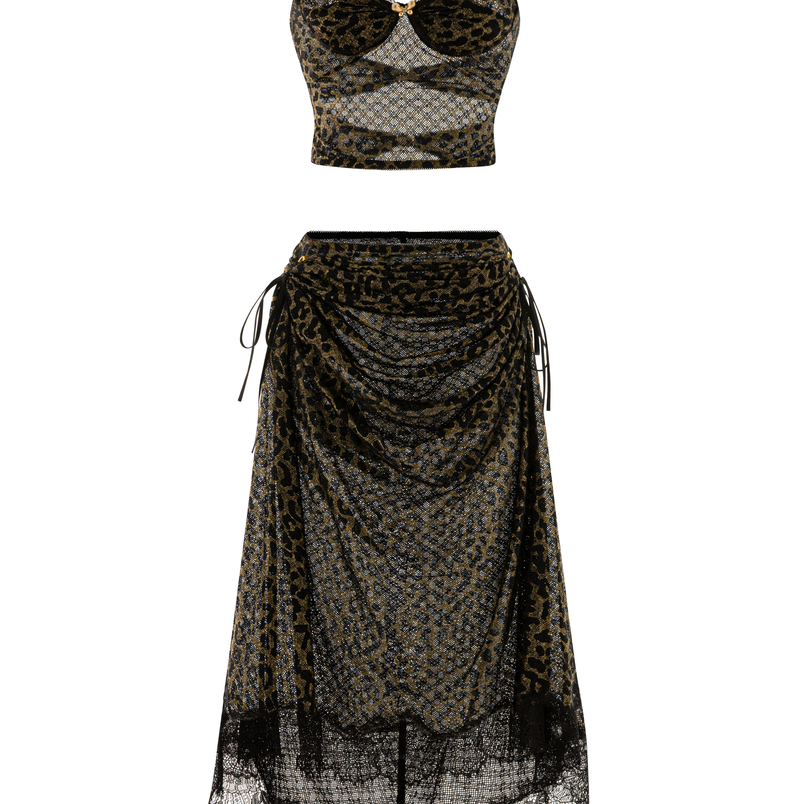 La Donna Fatale A-line Loose Strap Stretchy Fabrics Calf Length Set