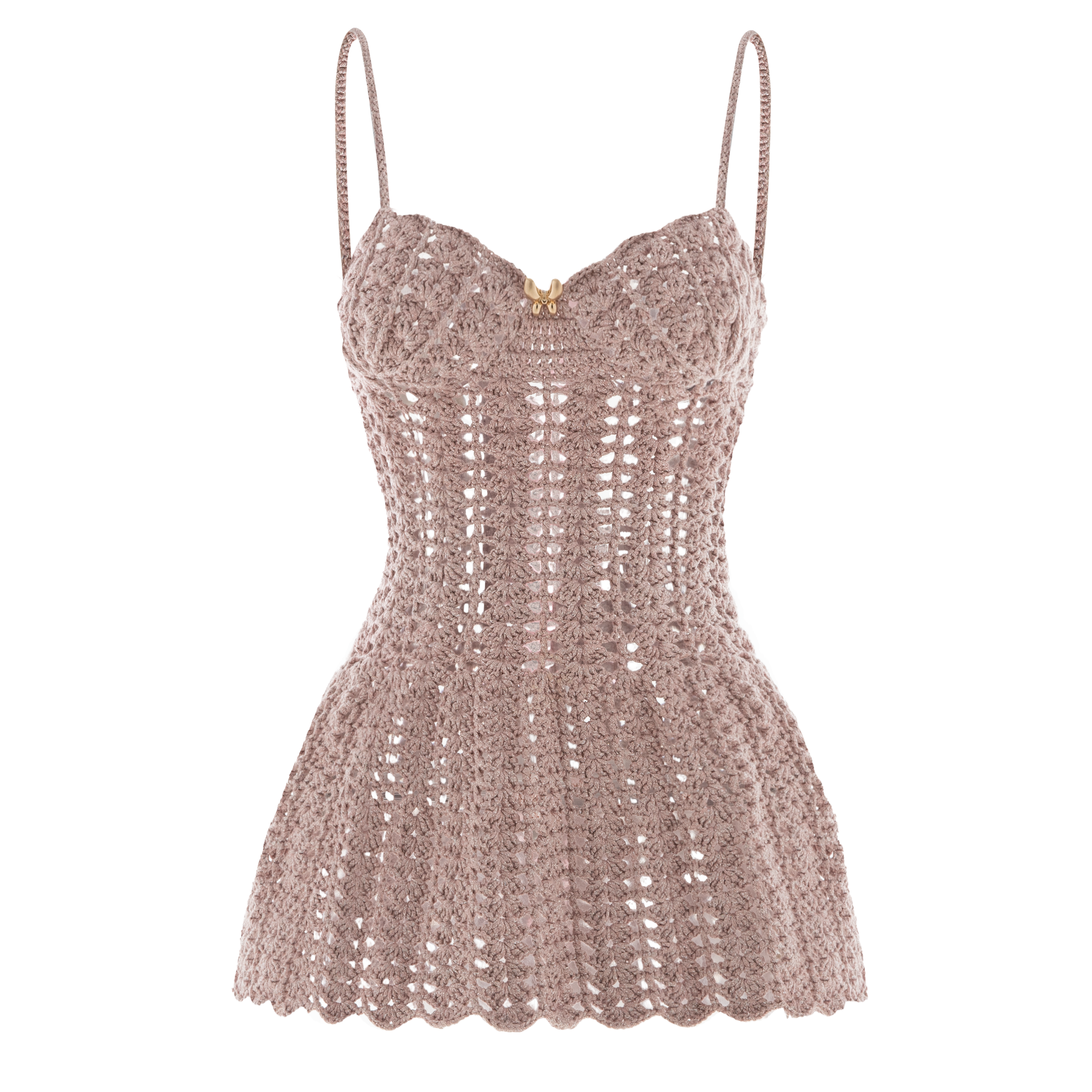 Corallo A-line Spaghetti Strap Crochet Mini Dress