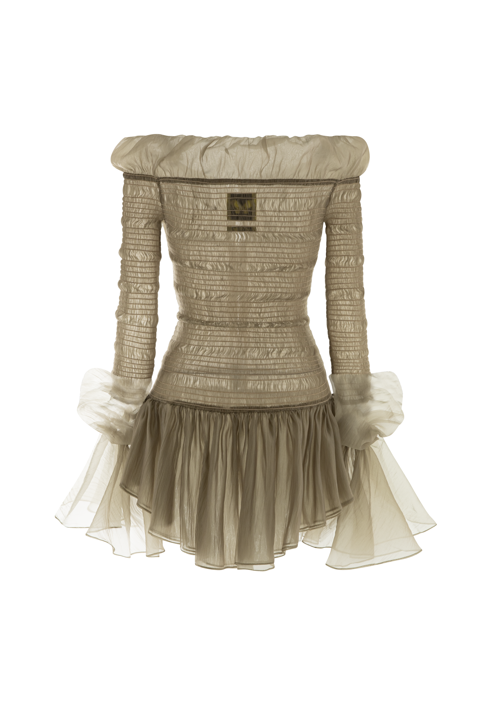 Liberté Drop Waist Poet Sleeved Sheer Fabric Extra Short Length Dress