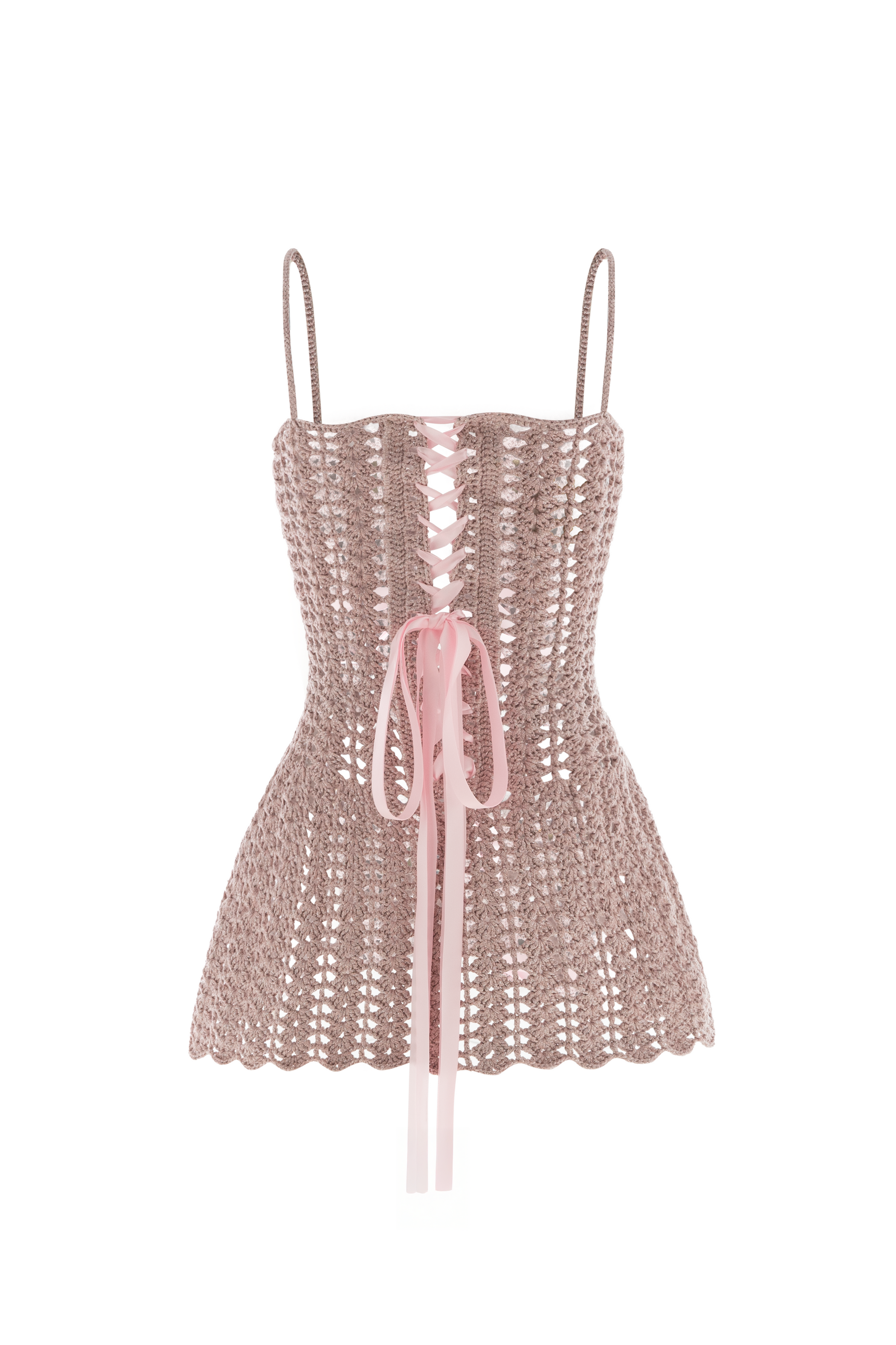Corallo A-line Spaghetti Strap Crochet Mini Dress