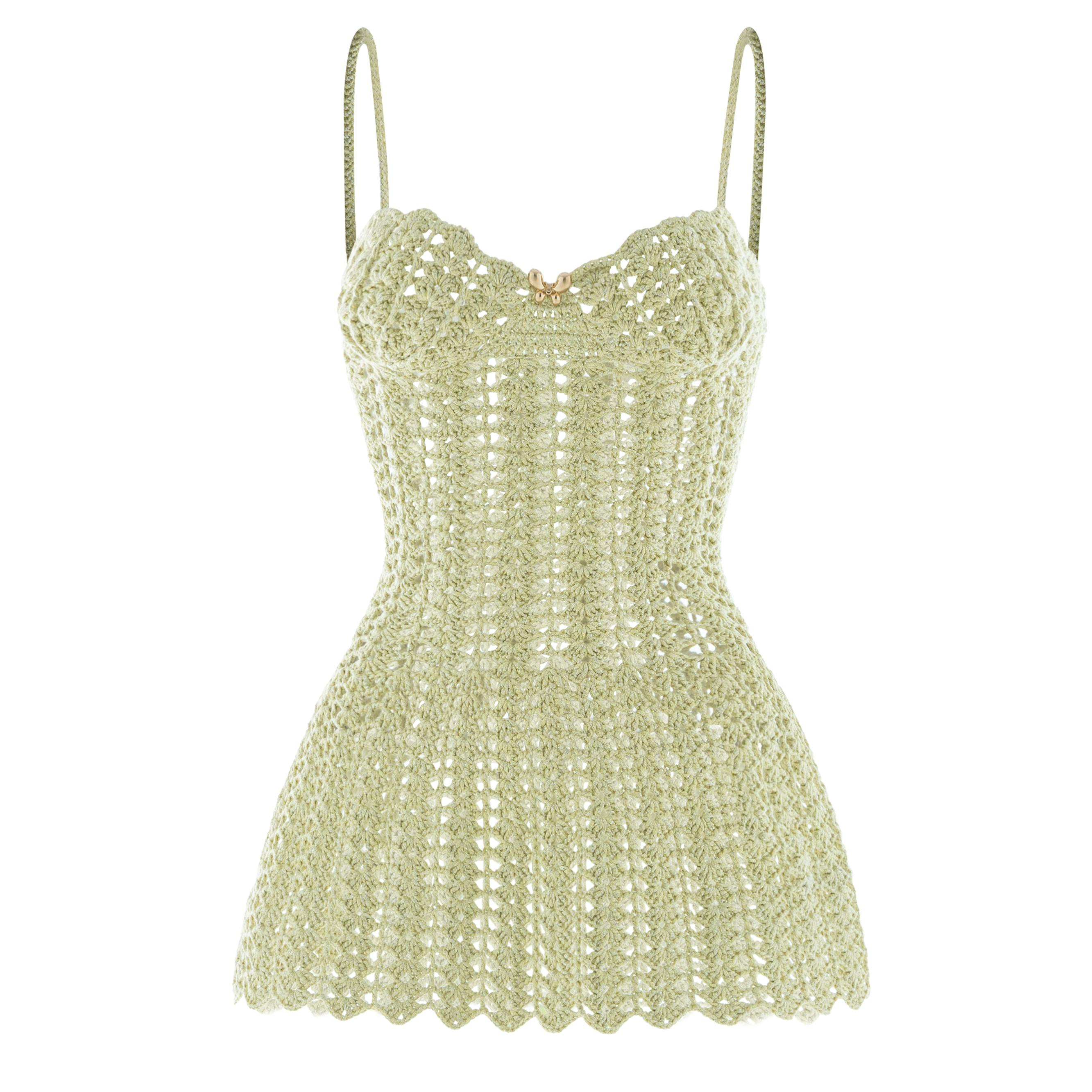 Corallo A-line Spaghetti Strap Crochet Mini Dress