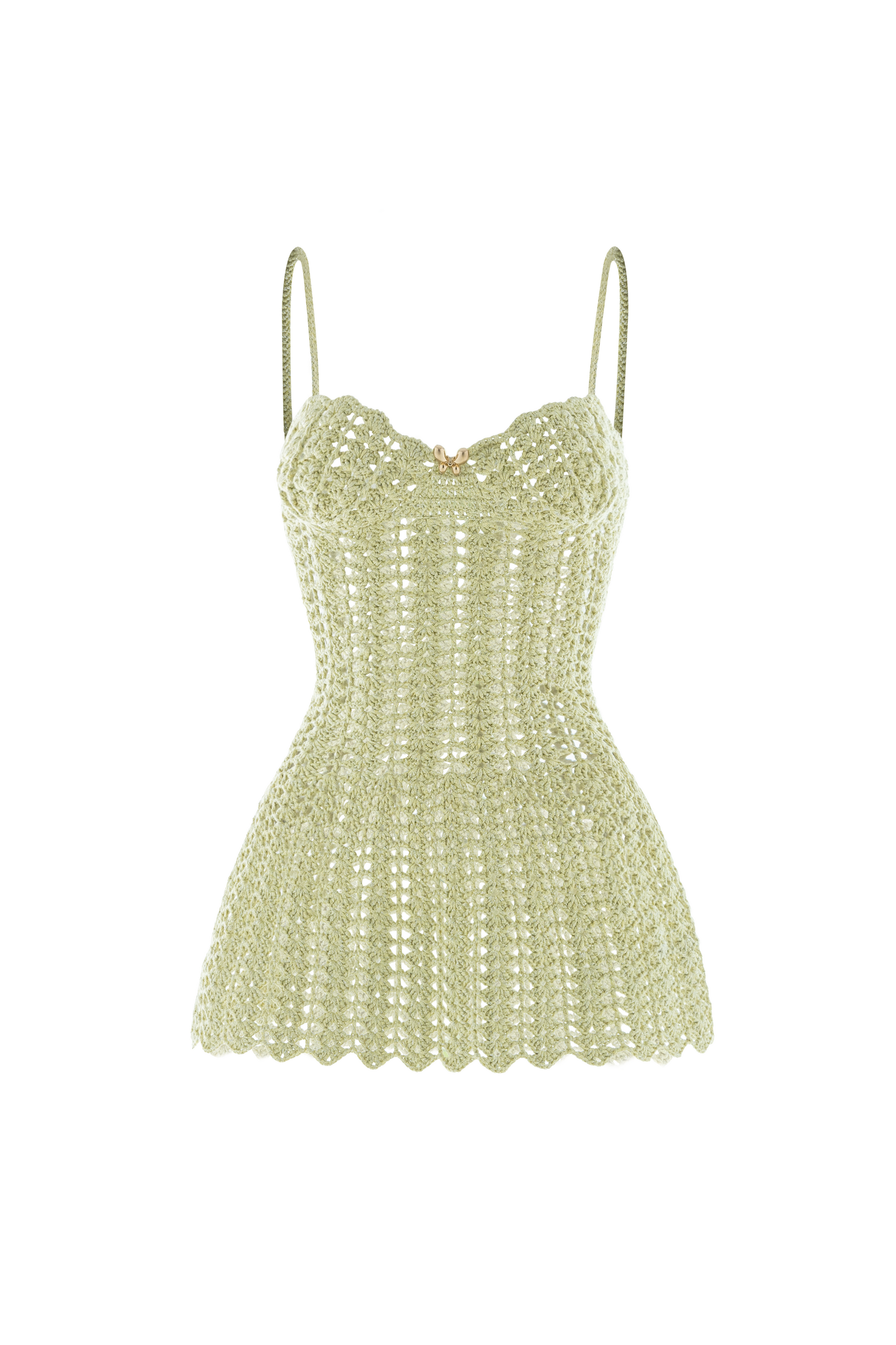 Women's Corallo A-line Spaghetti Strap Crochet Mini Dress XS/S/M/L/XL/Customize Avocado Cream/Dust Pink MEAN BLVD Women's Corallo A-line Spaghetti Strap Crochet Mini Dress XS/S/M/L/XL/Customize Avocado Cream/Dust Pink MEAN BLVD
