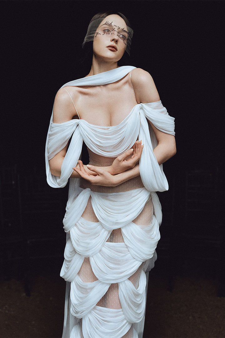 Lady Macbeth Sheath Draped Maxi Dress - MEAN BLVD