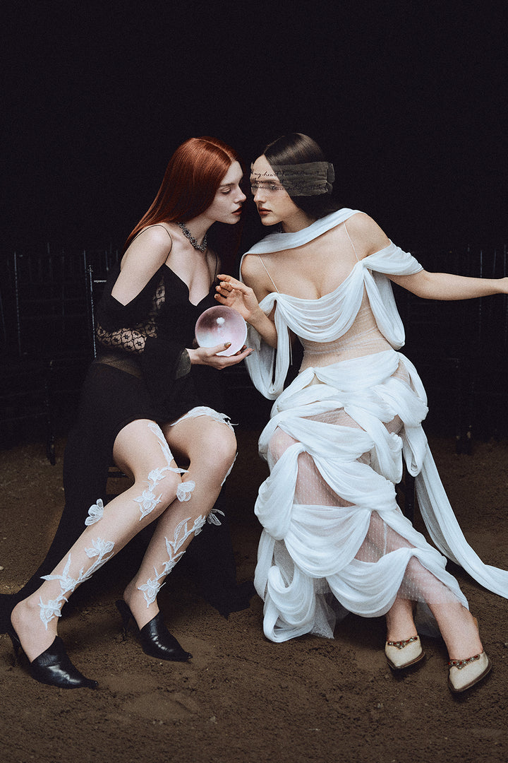 Lady Macbeth Sheath Draped Maxi Dress - MEAN BLVD