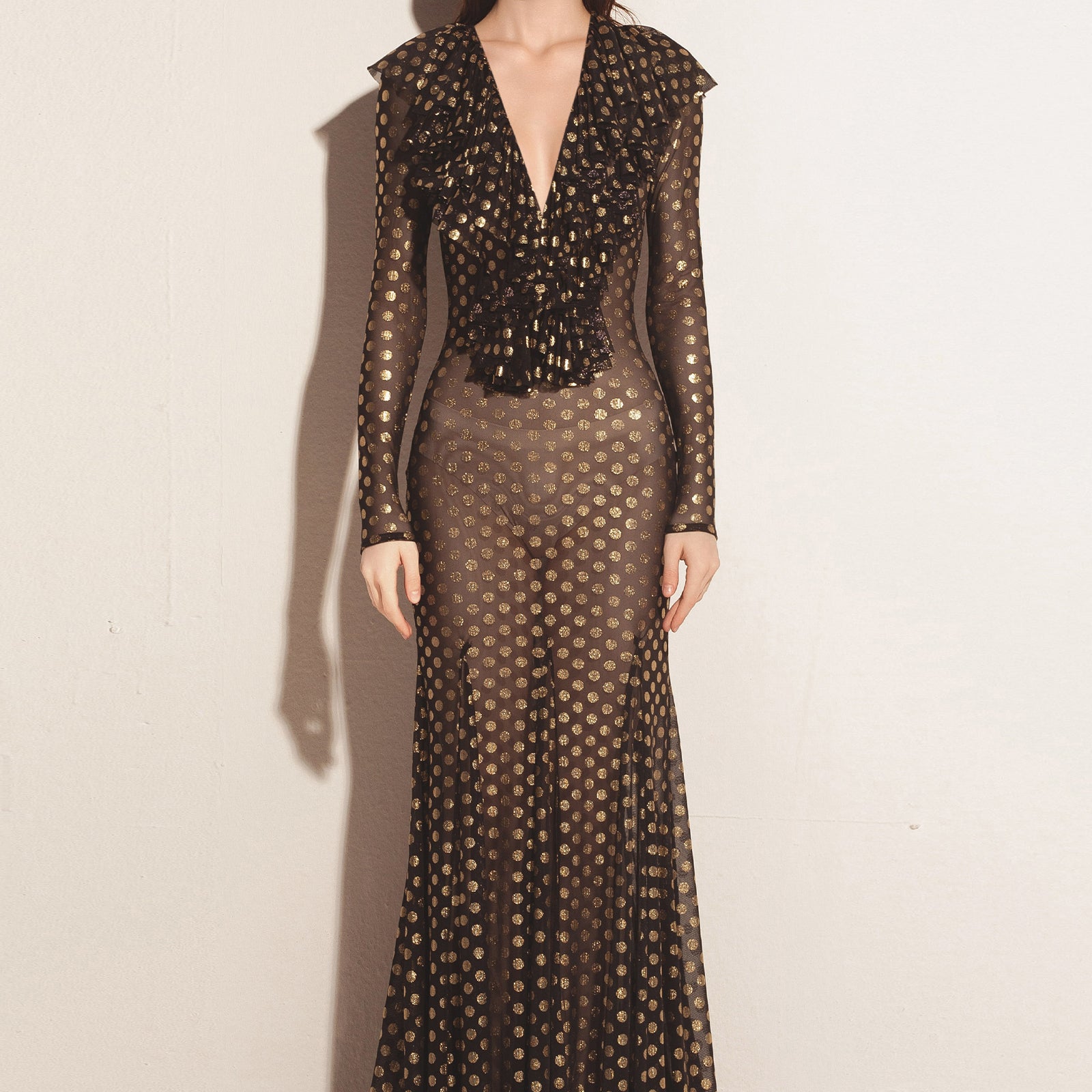 Women's Laerina Ruffle Maxi Dress Black S/M/L/XL/XXL MEAN BLVD