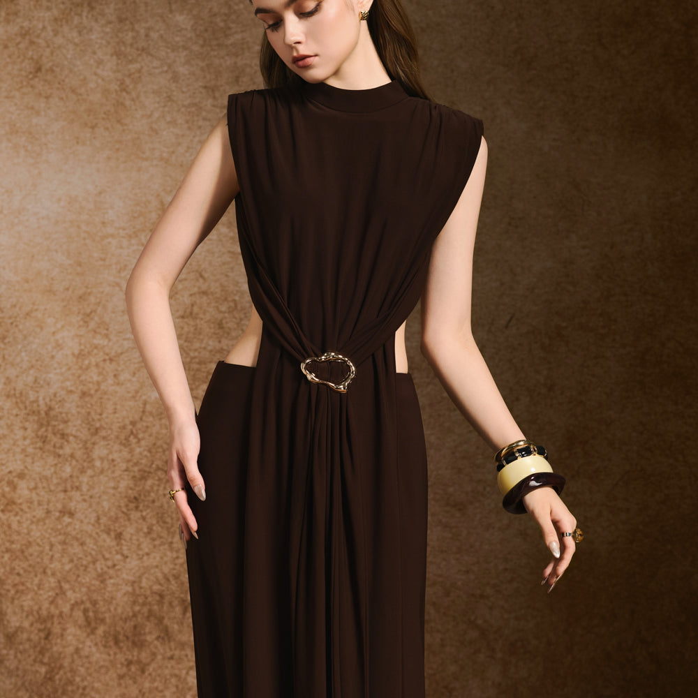 Napoli Sheath Open Back Spandex Maxi Dress