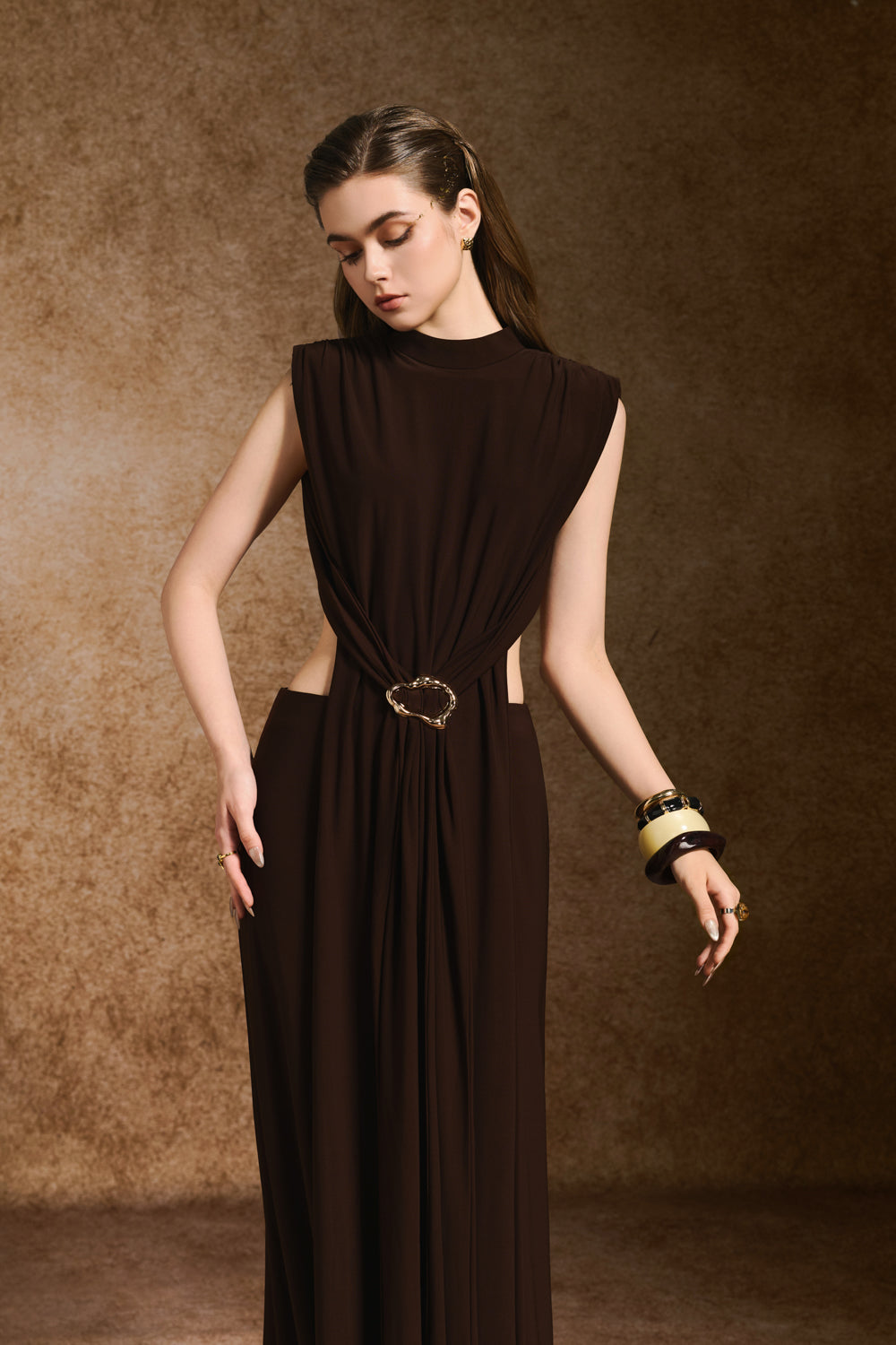 strapless open back dress Women's Napoli Sheath Open Back Spandex Maxi Dress S/M/L/XL/Customize Dark Brown Mean Blvd Dark Brown / L