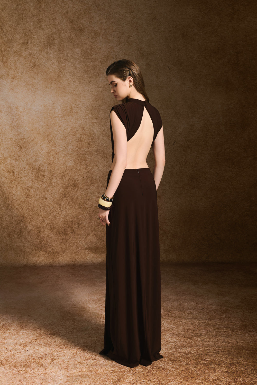 Napoli Sheath Open Back Spandex Maxi Dress