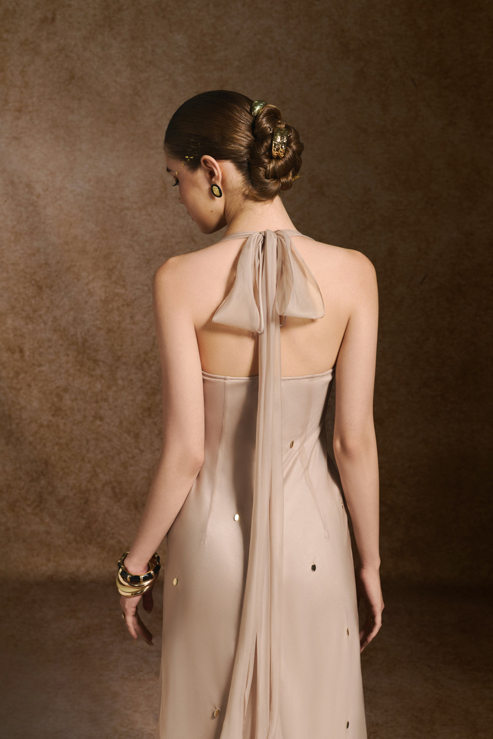 Dara A-line V-Neck Silk Chiffon Maxi Dress