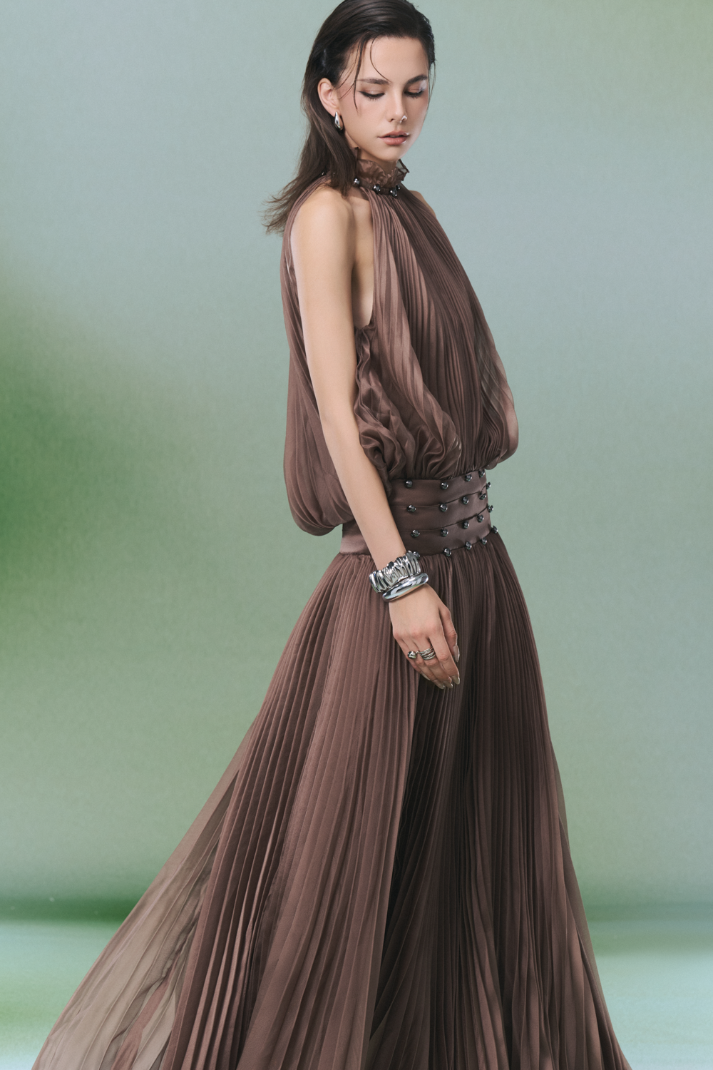 halter button dress Women's Plum Woven Halter Button Maxi Dress