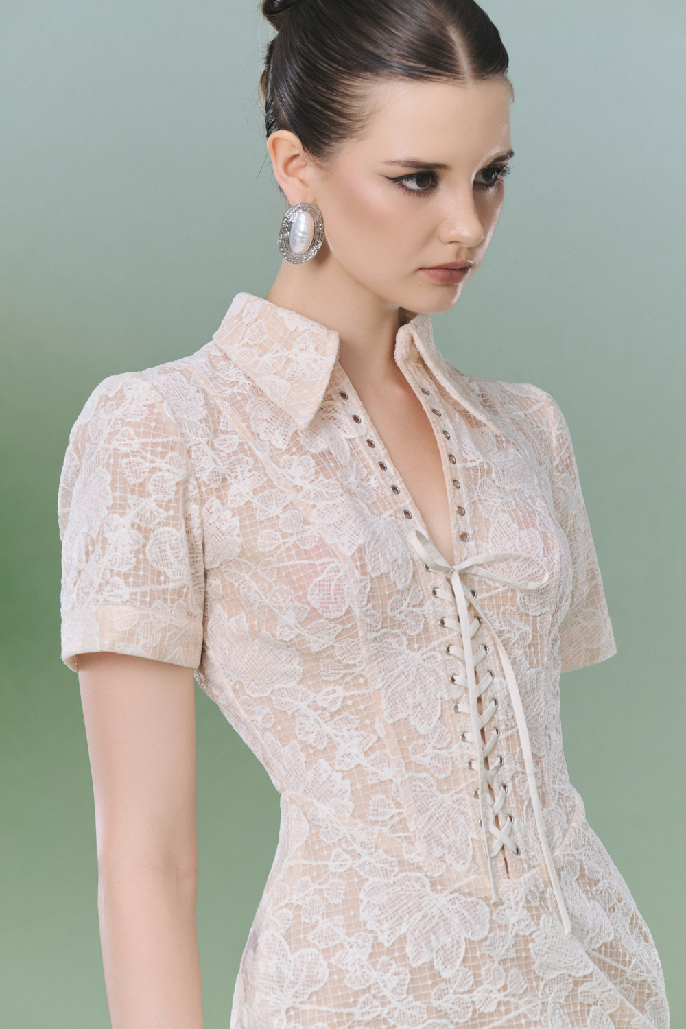 Women's Fiore Sheath Lace Midi Dress S/M/L/XL/Customize Beige MEAN BLVD Beige / M Women's Fiore Sheath Lace Midi Dress S/M/L/XL/Customize Beige MEAN BLVD Beige / M