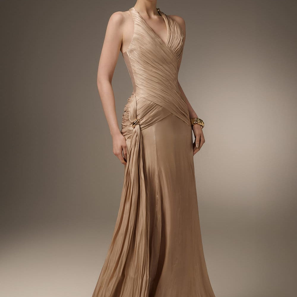 Capucine Sarong Corset Waist Silk Blend Floor Length Dress