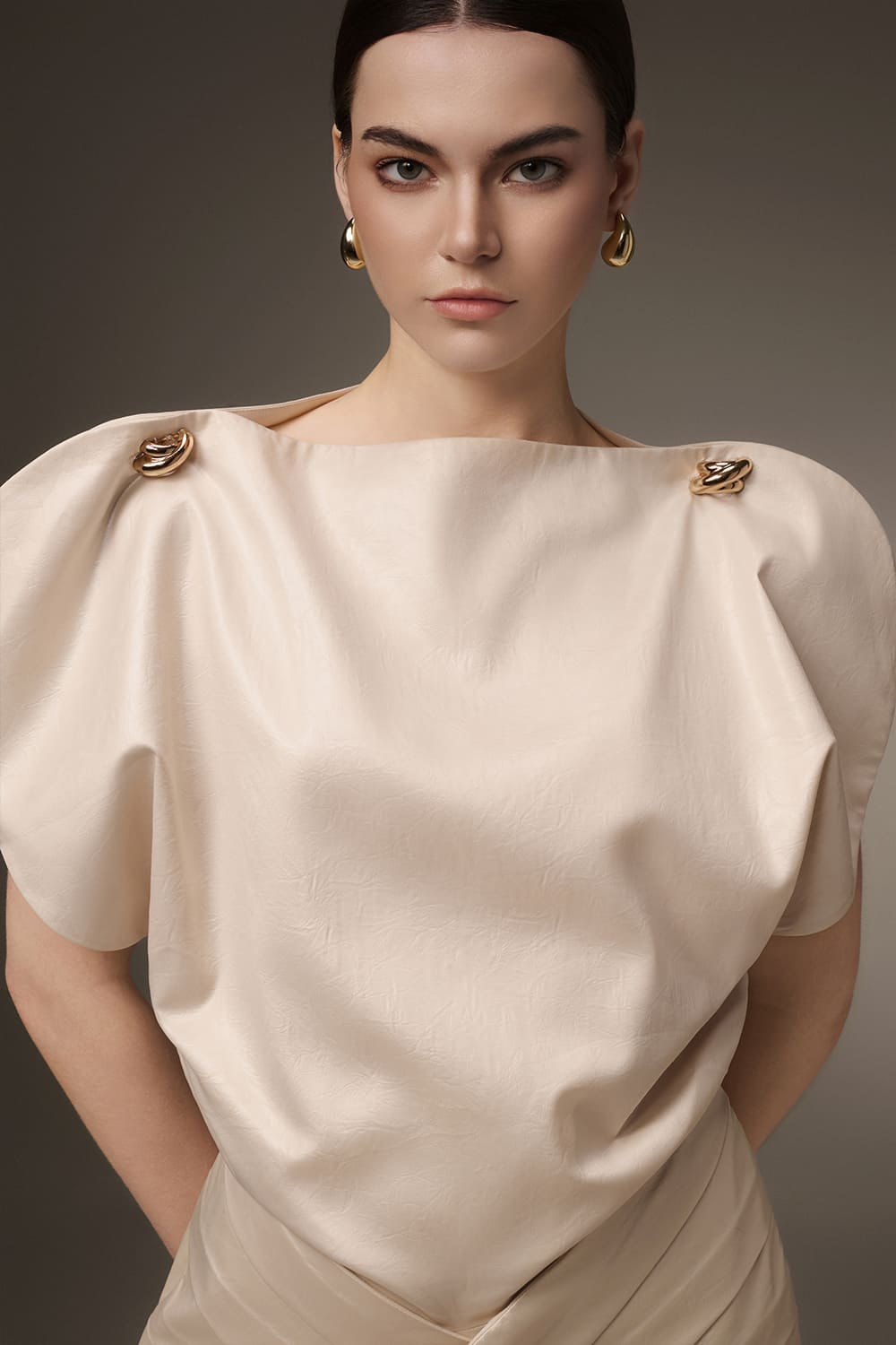 Demure Bodycon Boat Neck Poly Silk Mini Dress