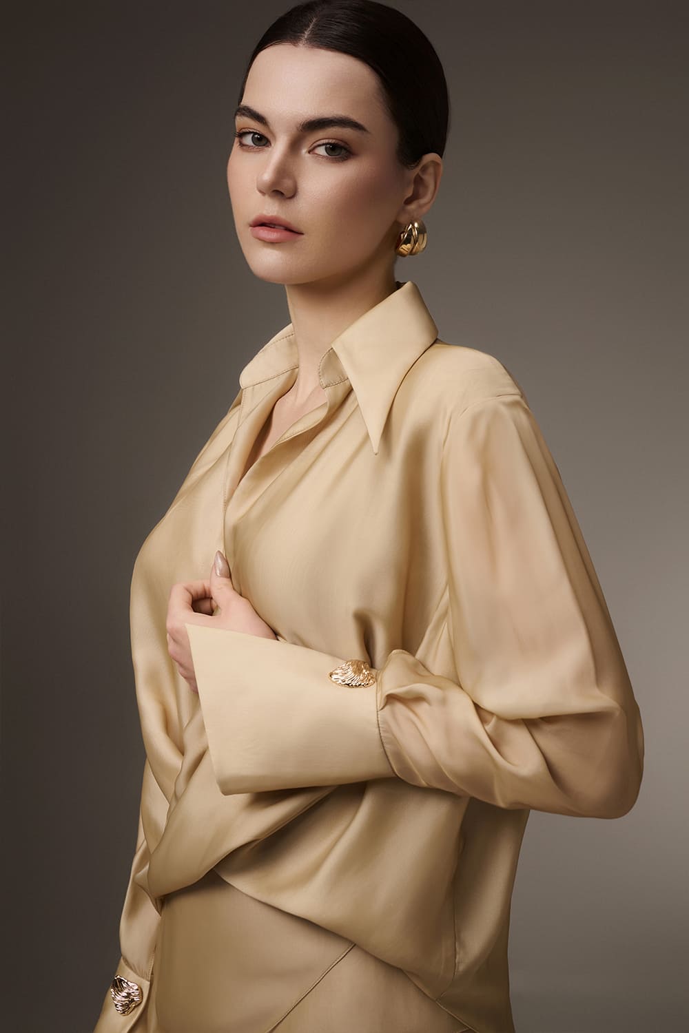 Tawny Wrap Cuff Sleeved Silk Blend Mini Set