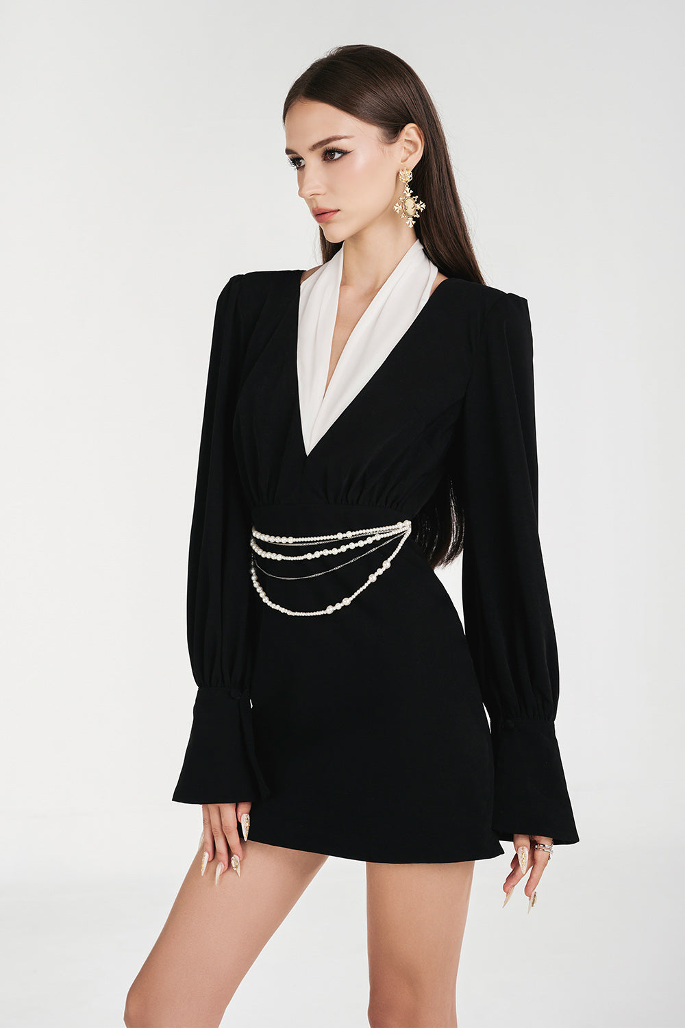 Lalune A-line Halter Neck Velvet Mini Dress