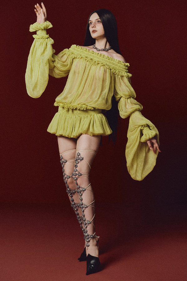 Larksong Off-Shoulder Ruffle Mini Dress - MEAN BLVD