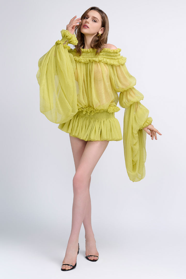 Larksong Off-Shoulder Ruffle Mini Dress - MEAN BLVD