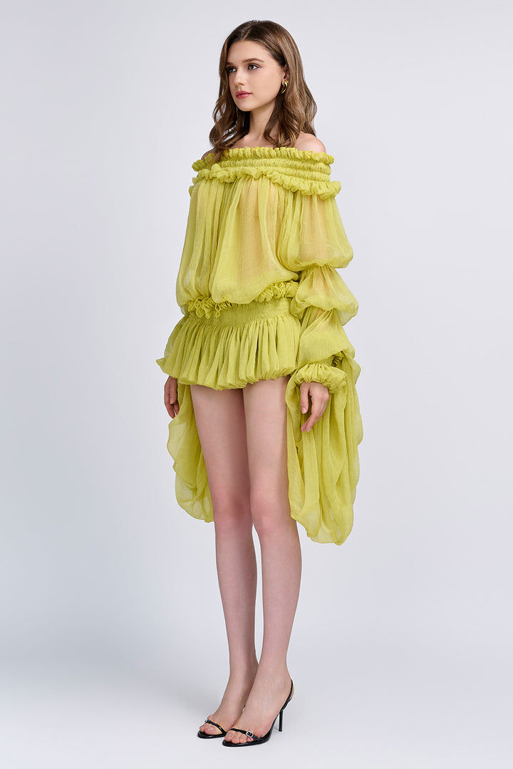 Larksong Off-Shoulder Ruffle Mini Dress - MEAN BLVD