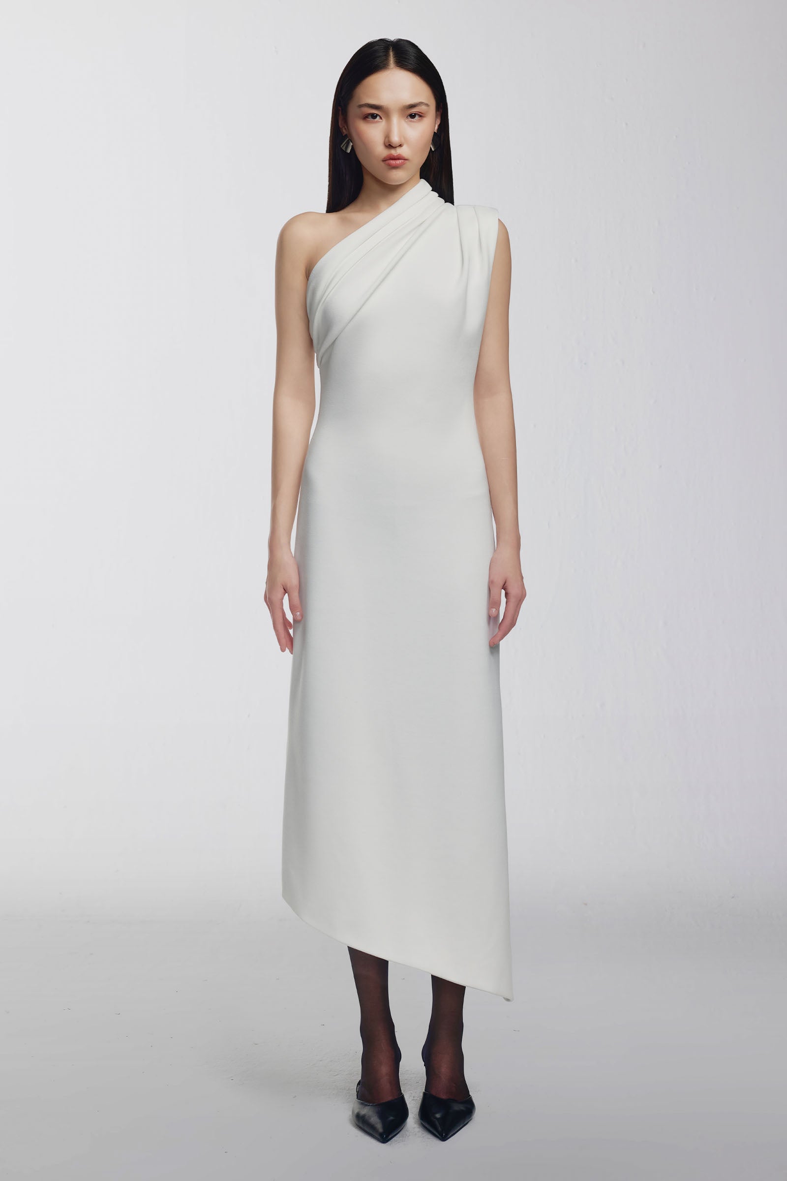 Lea One Shoulder Draped Maxi Dress - MEAN BLVD