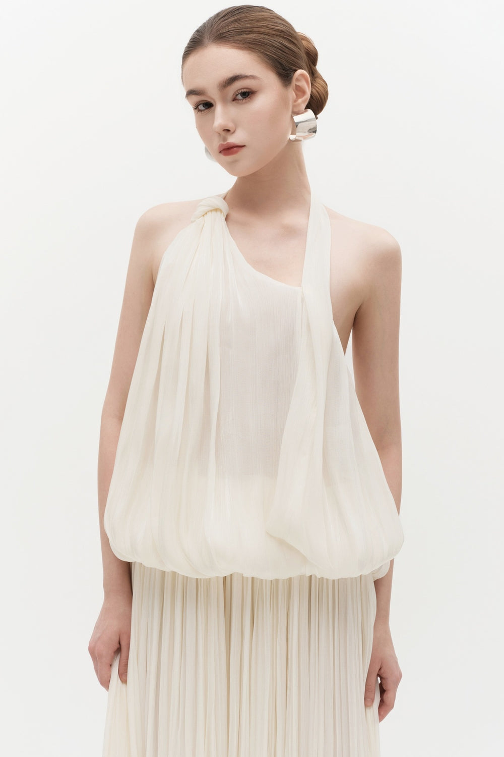 Women's Lealia Bubble Pleated Maxi Dress XS/S/M/L/XL/Customize Ivory MEAN BLVD Women's Lealia Bubble Pleated Maxi Dress XS/S/M/L/XL/Customize Ivory MEAN BLVD