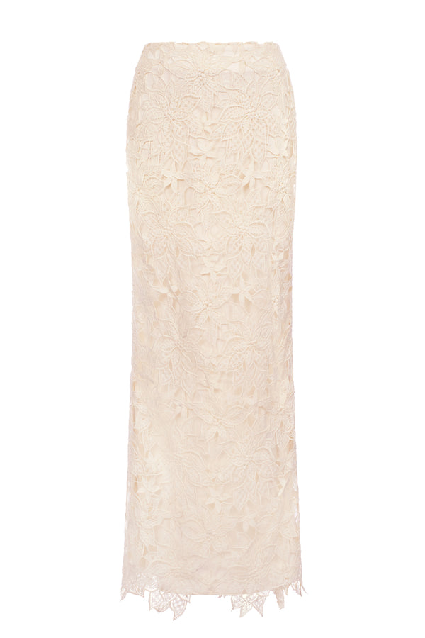 Lilly Straight High Waist Lace Ankle Length Skirt